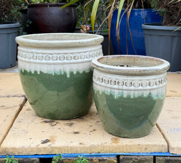 Glazed Cream and Green Giant Coin Pot - Image 5