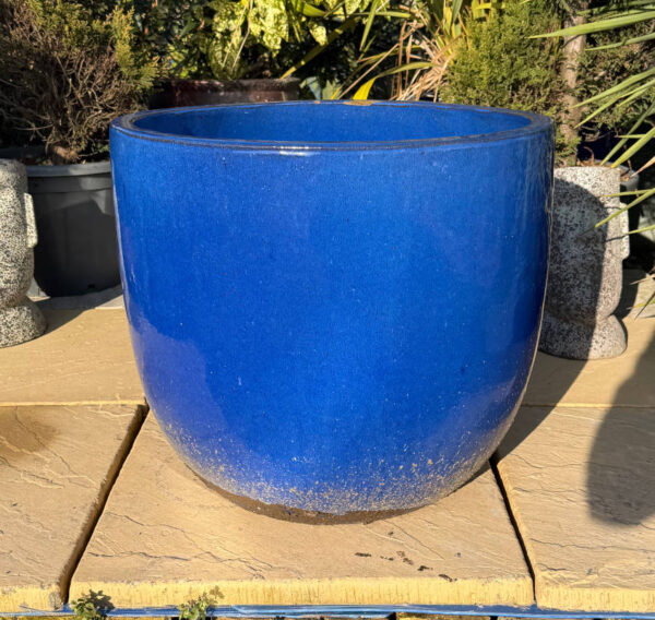 Glazed Blue Vaso Egg Pot Large Second