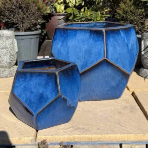 Glazed Blue Pentagon Pot