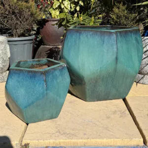 Glazed Green Pentagon Pot