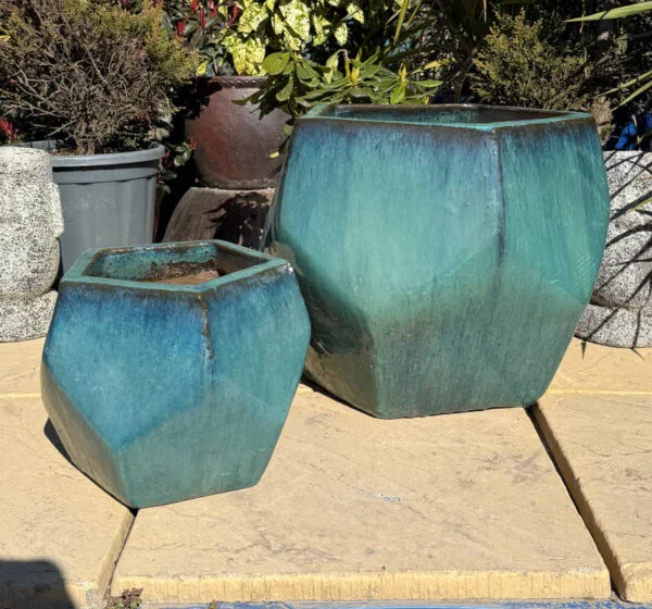 Glazed Green Pentagon Pot