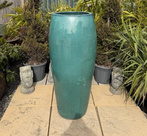 Glazed Green Tall Bowed Jar