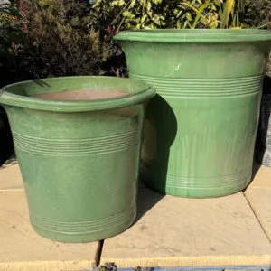 Glazed Lime Green Tall Flared Pot