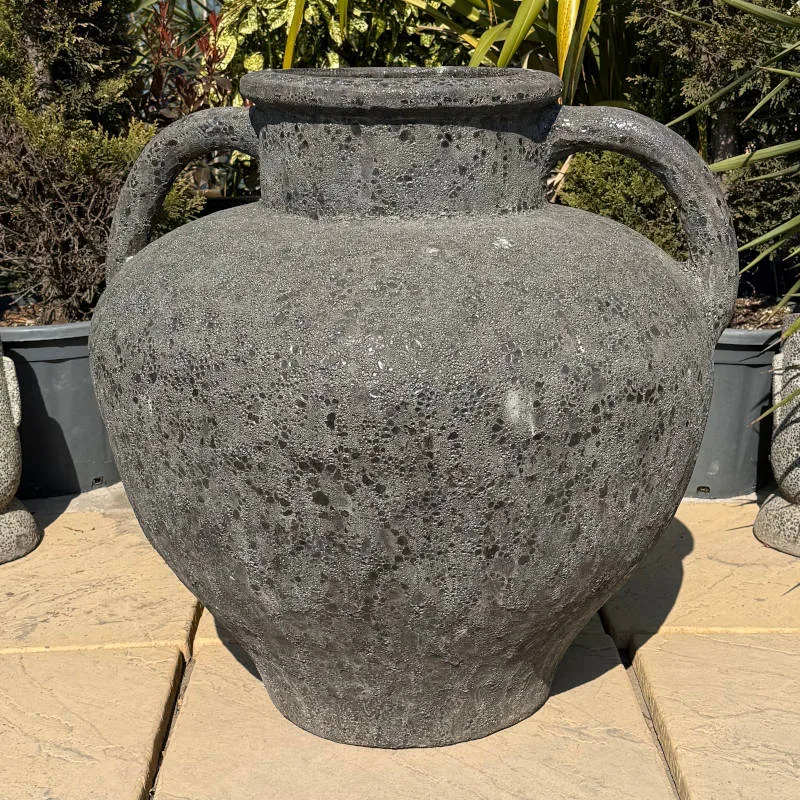 Atlantis Black Fat Belly 2 Handle Vase
