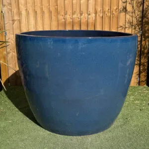 Glazed Blue Giant Egg Pot Large Second
