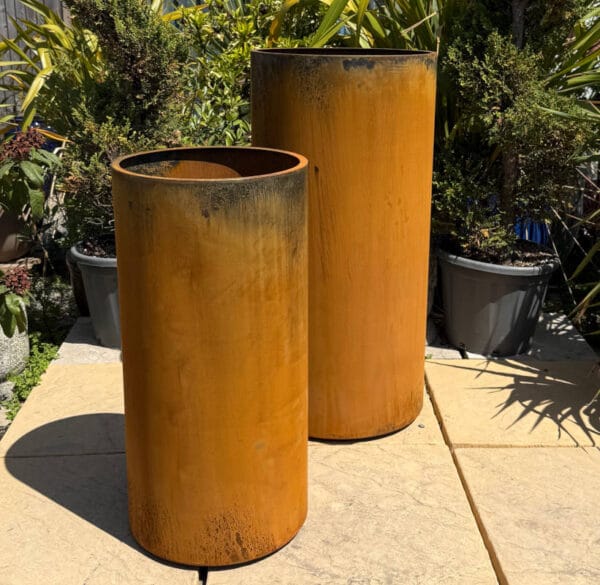 Corten Steel Tall Cylinder