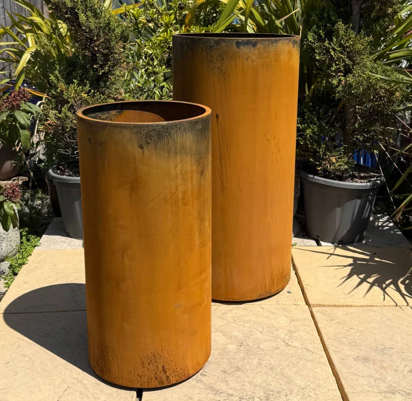 Corten Steel Tall Cylinder
