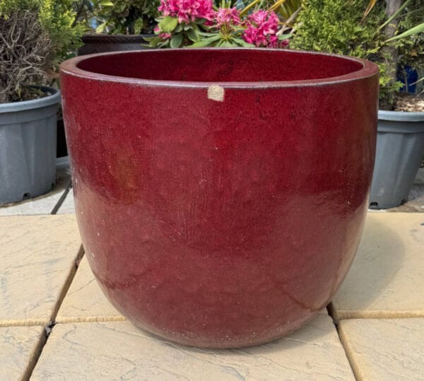 Glazed Ox Blood Red Vaso Egg Pot Large Second