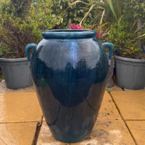 Glazed Green Two Handle Monkey Jar Second