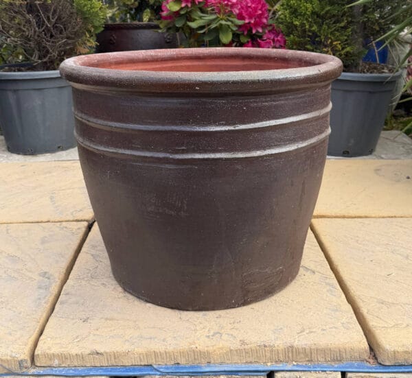 Salt Glazed 2 Ring Cylinder Pot - Image 2