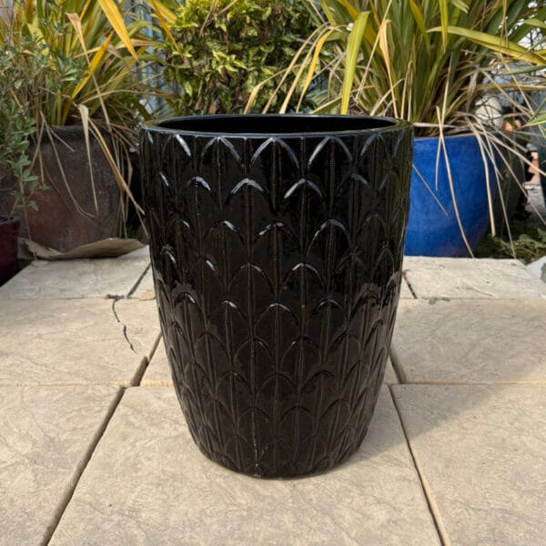 Glazed Black Scaled Cylinder - Image 3