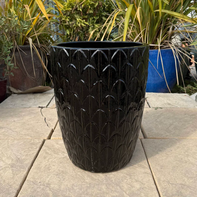 Glazed Black Scaled Cylinder - Image 3