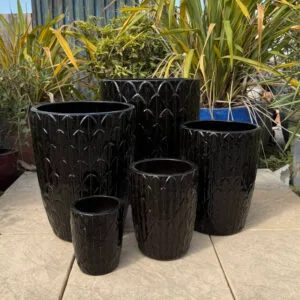 Glazed Black Scaled Cylinder