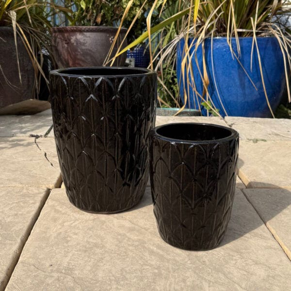 Glazed Black Scaled Cylinder - Image 5