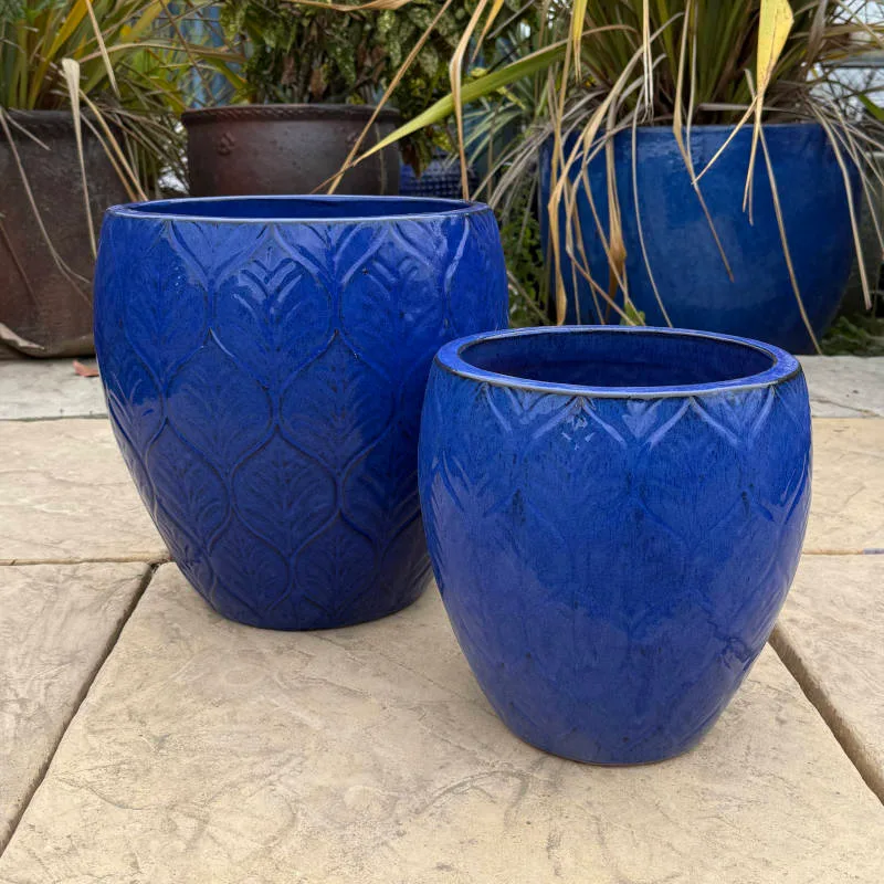 Glazed Blue Leaf Jar - Image 4