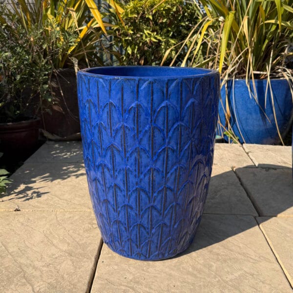Glazed Blue Scaled Cylinder - Image 3