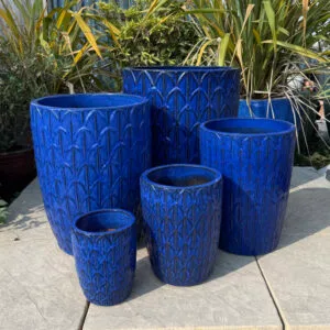 Glazed Blue Scaled Cylinder