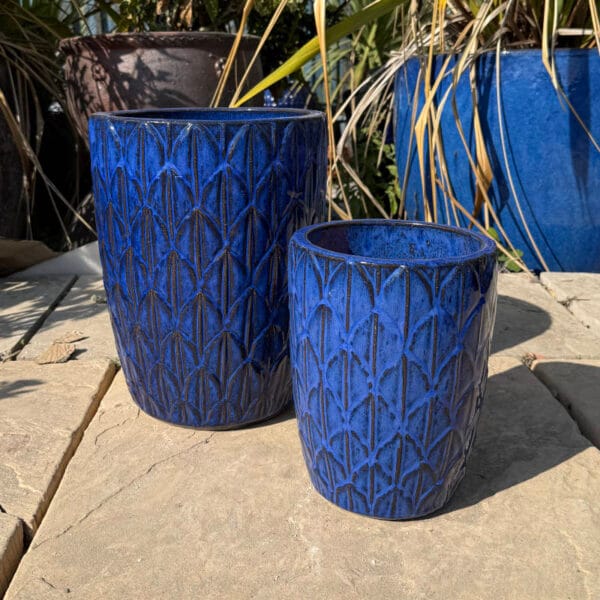 Glazed Blue Scaled Cylinder - Image 5