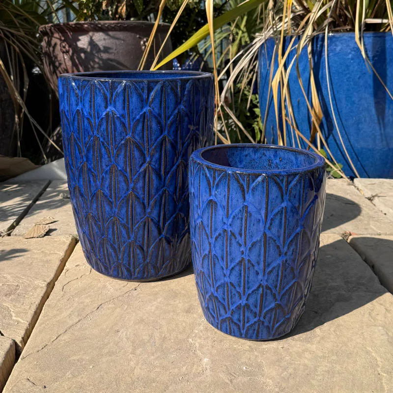 Glazed Blue Scaled Cylinder - Image 5
