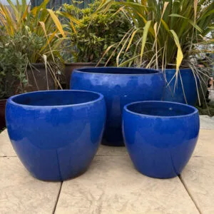 Glazed Blue Tapered Bowl