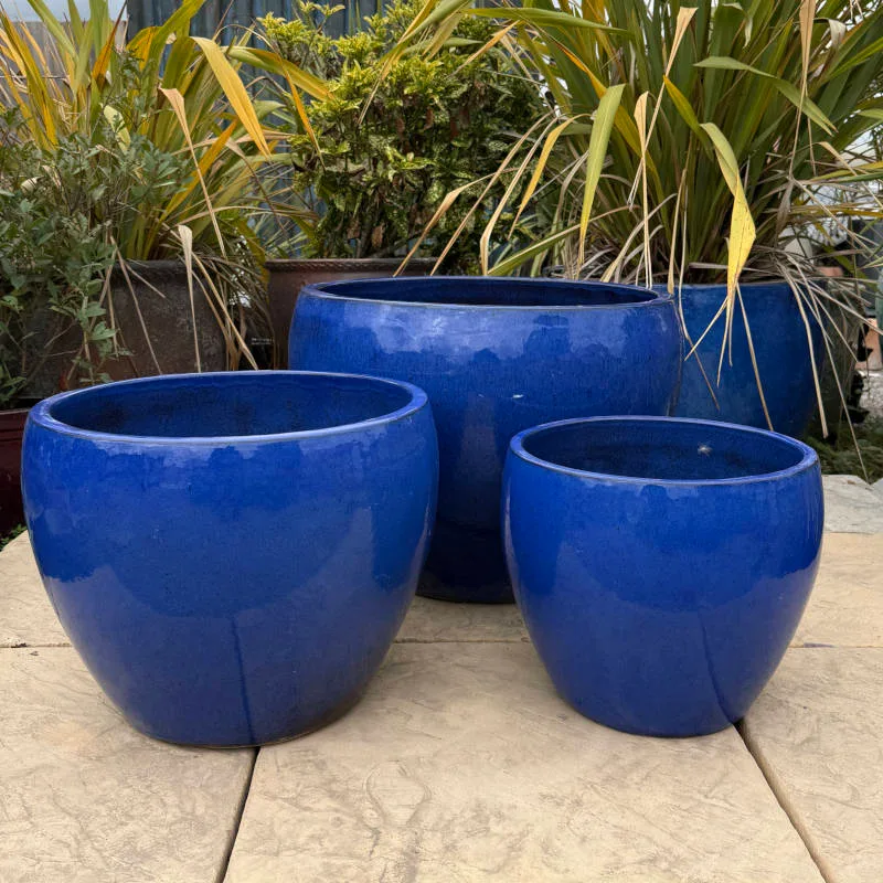Glazed Blue Tapered Bowl