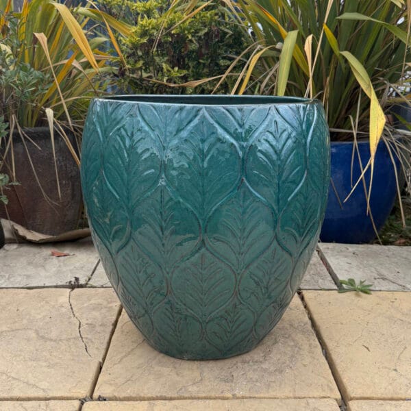 Glazed Green Leaf Jar - Image 2