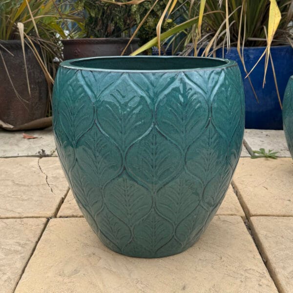 Glazed Green Leaf Jar - Image 3