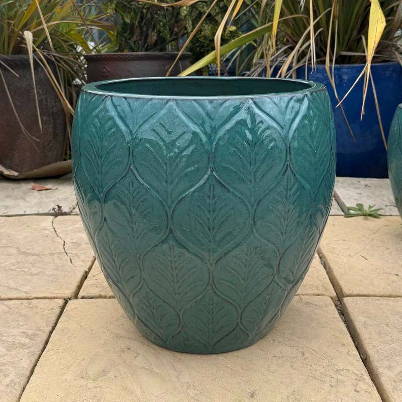 Glazed Green Leaf Jar - Image 3