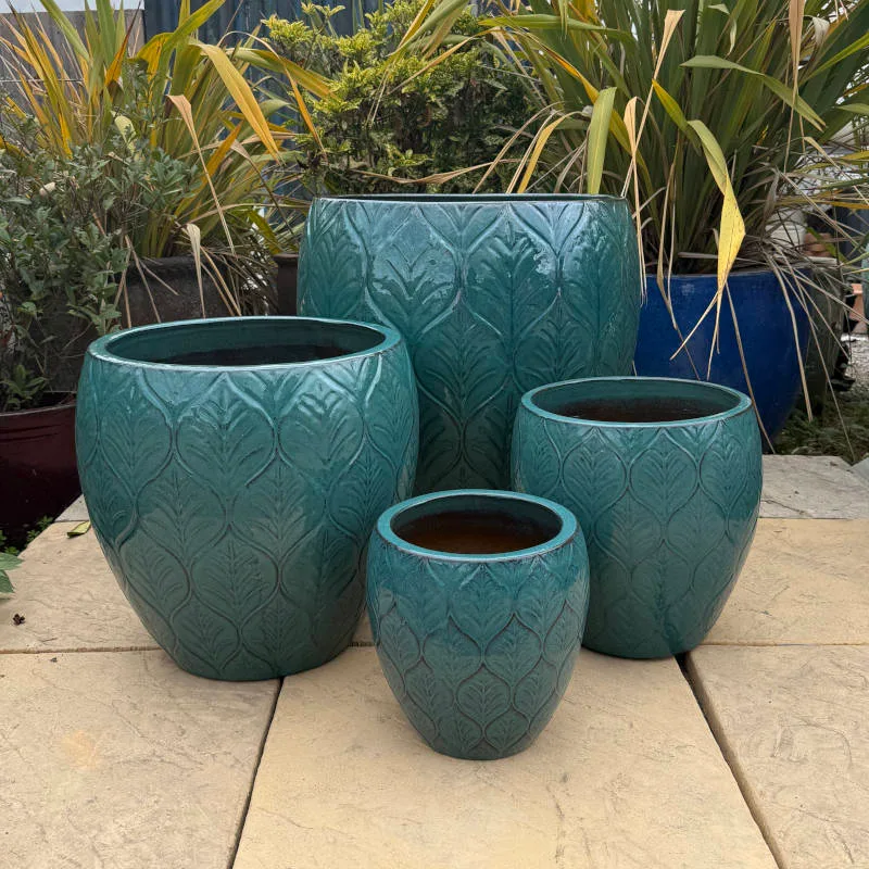 Glazed Green Leaf Jar