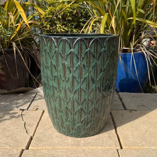 Glazed Green Scaled Cylinder - Image 3