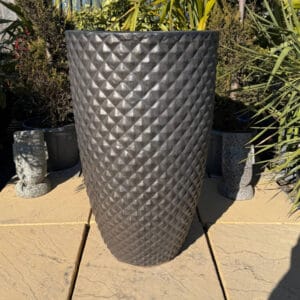 Glazed Grey Gold Dimpled Tall Cylinder