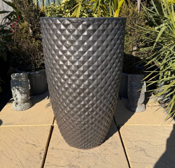 Glazed Grey Gold Dimpled Tall Cylinder Second - Image 2
