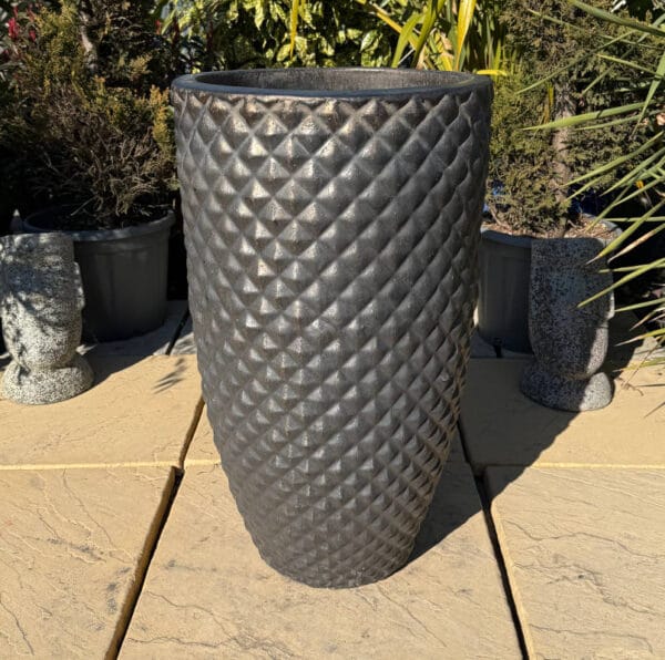 Glazed Grey Gold Dimpled Tall Cylinder Second - Image 3