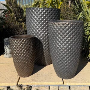 Glazed Grey Gold Dimpled Tall Cylinder Second