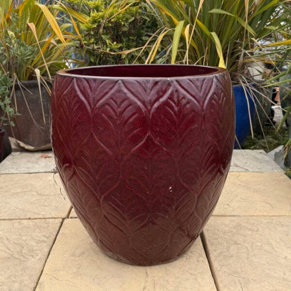 Glazed Ox Blood Red Leaf Jar - Image 2