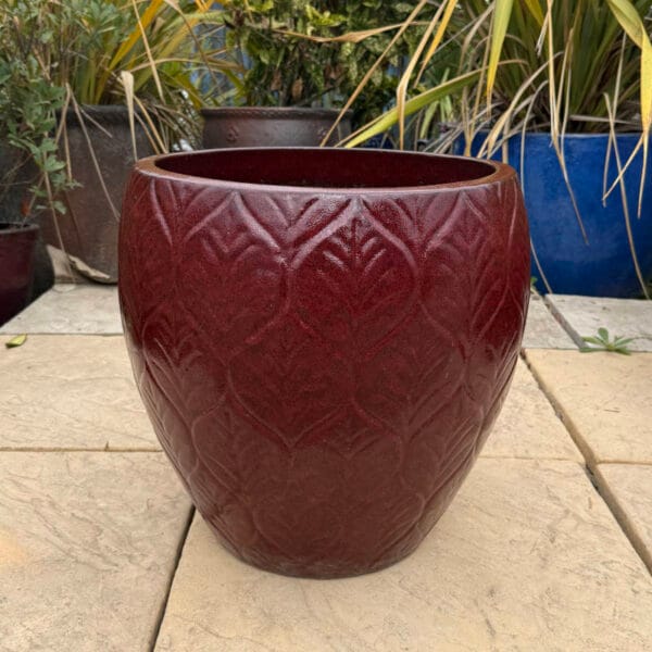 Glazed Ox Blood Red Leaf Jar - Image 3