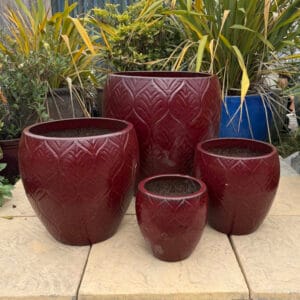 Glazed Ox Blood Red Leaf Jar