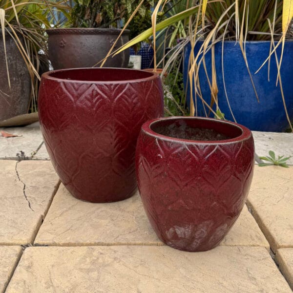 Glazed Ox Blood Red Leaf Jar - Image 4