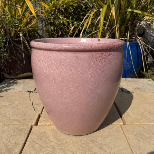 Glazed Pink Rimmed Egg Pot - Image 3