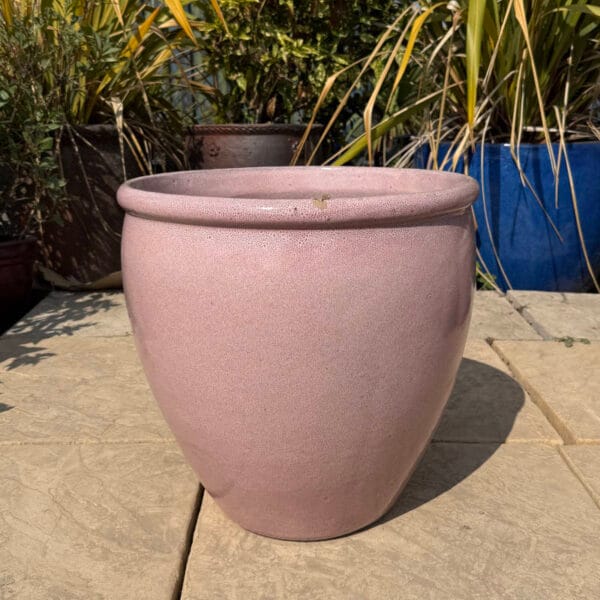 Glazed Pink Rimmed Egg Pot - Image 2