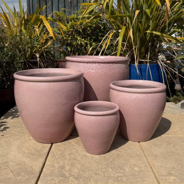 Glazed Pink Rimmed Egg Pot