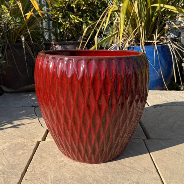 Glazed Red Diamond Jar - Image 3