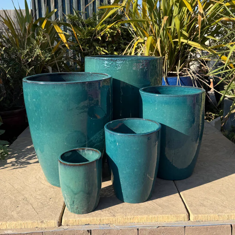 Glazed Teal Green Tall Cylinder