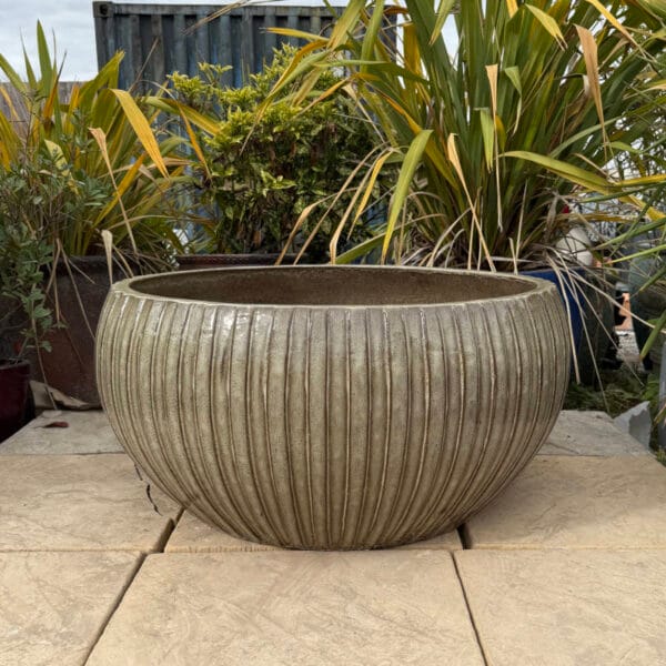 Glazed Tiger Skin Ribbed Low Bowl - Image 2