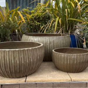 Glazed Tiger Skin Ribbed Low Bowl