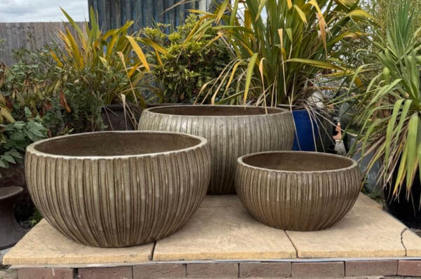 Glazed Tiger Skin Ribbed Low Bowl