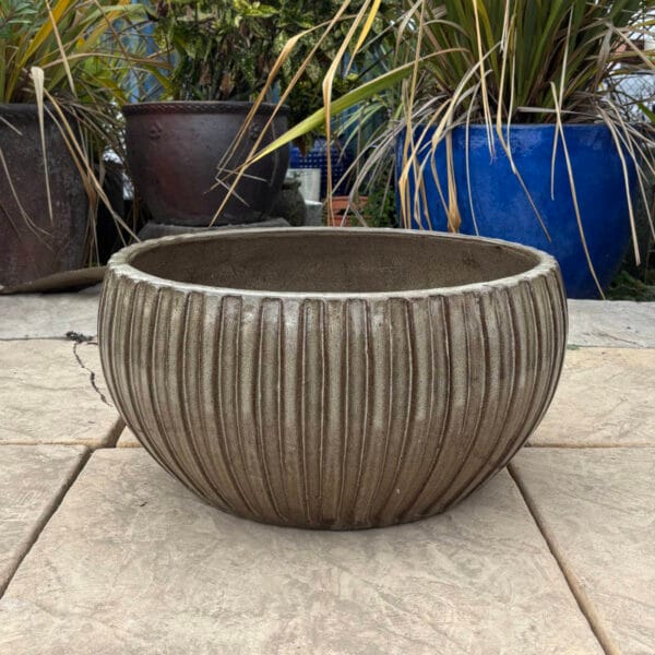 Glazed Tiger Skin Ribbed Low Bowl - Image 4