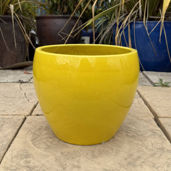 Glazed Yellow Tapered Bowl - Image 3