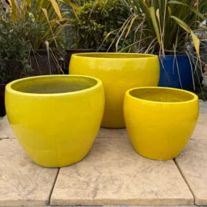Glazed Yellow Tapered Bowl