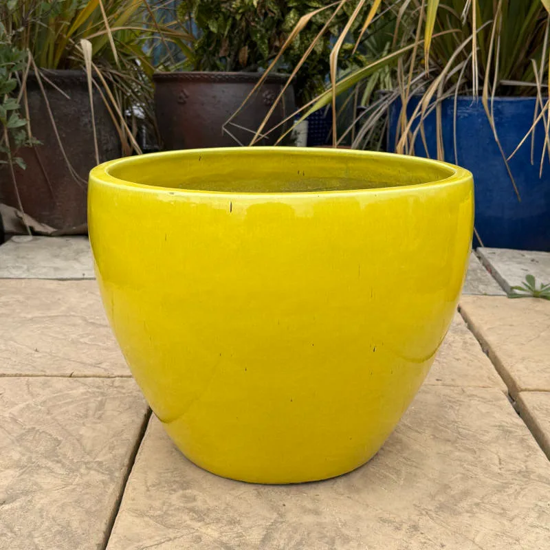 Glazed Yellow Tapered Bowl - Image 4